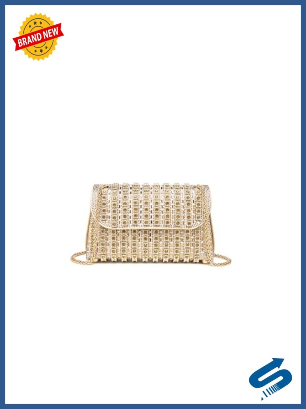 Rhinestone Crystal Clutch Evening Bag with Chain Strap